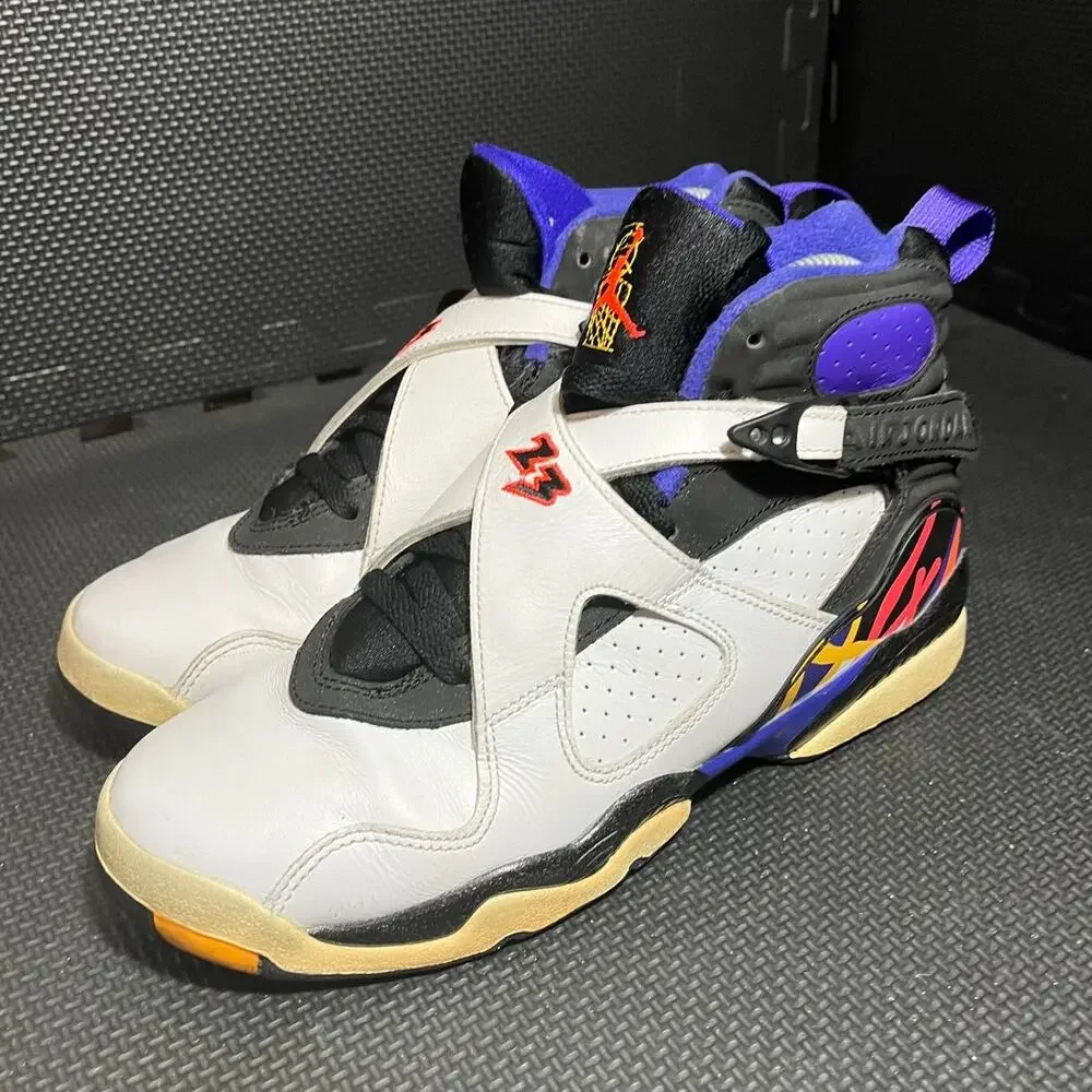 Nike Air Jordan 8 Retro Three-Peat‎ 305368-142 White Black Concord Infrared 7Y